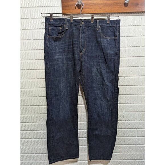 Levi Strauss & Co. Men's Blue Dark-Wash Mid-Rise Straight-Leg Denim Jeans Size 4 - Picture 1 of 8